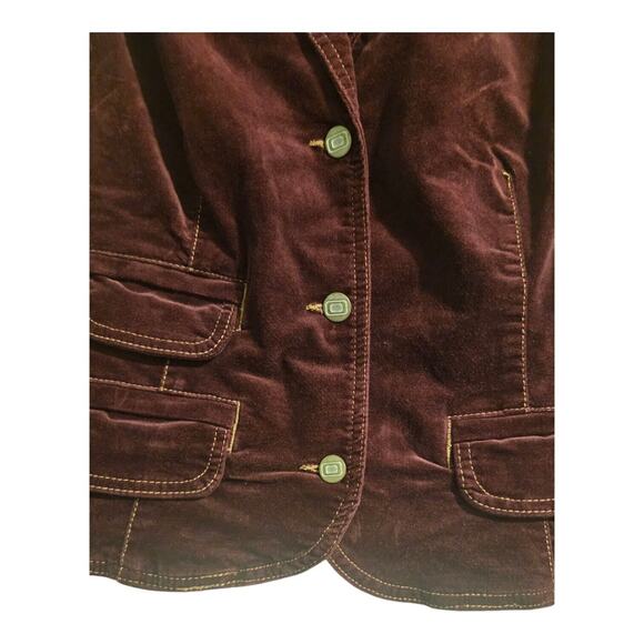 Bandolinoblu Womens Velvet Short Jacket Maroon Button Closure Faux Pockets SZ M - Picture 3 of 8